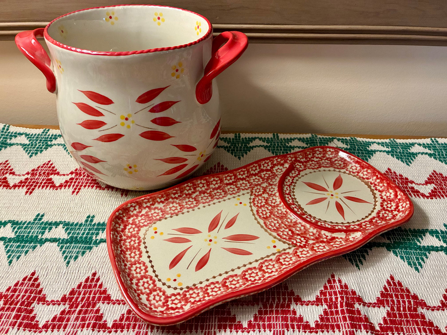 Beautiful ceramic open crock and serving tray