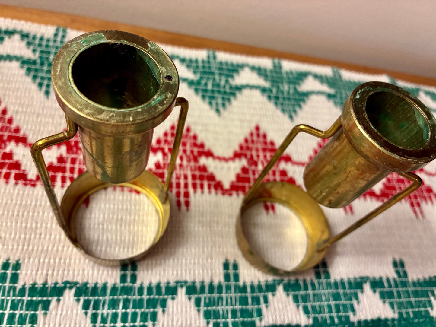 Vintage Brass Hanging Loop Candlestick Holders (Set of 2)