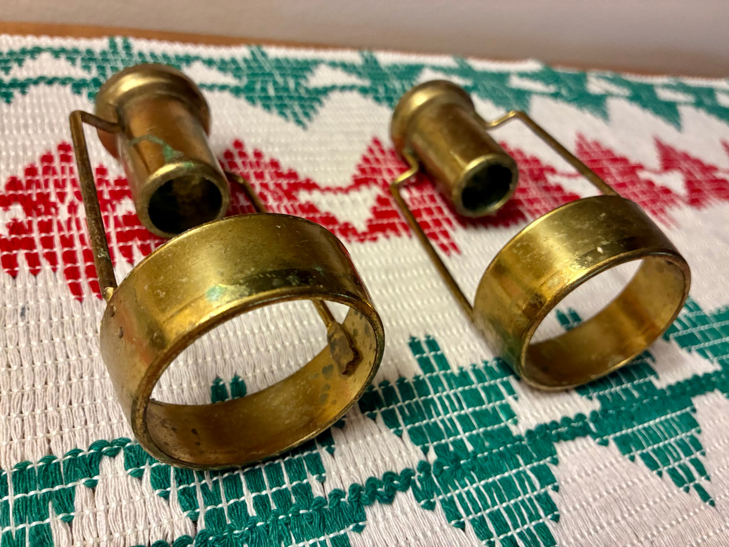 Vintage Brass Hanging Loop Candlestick Holders (Set of 2)