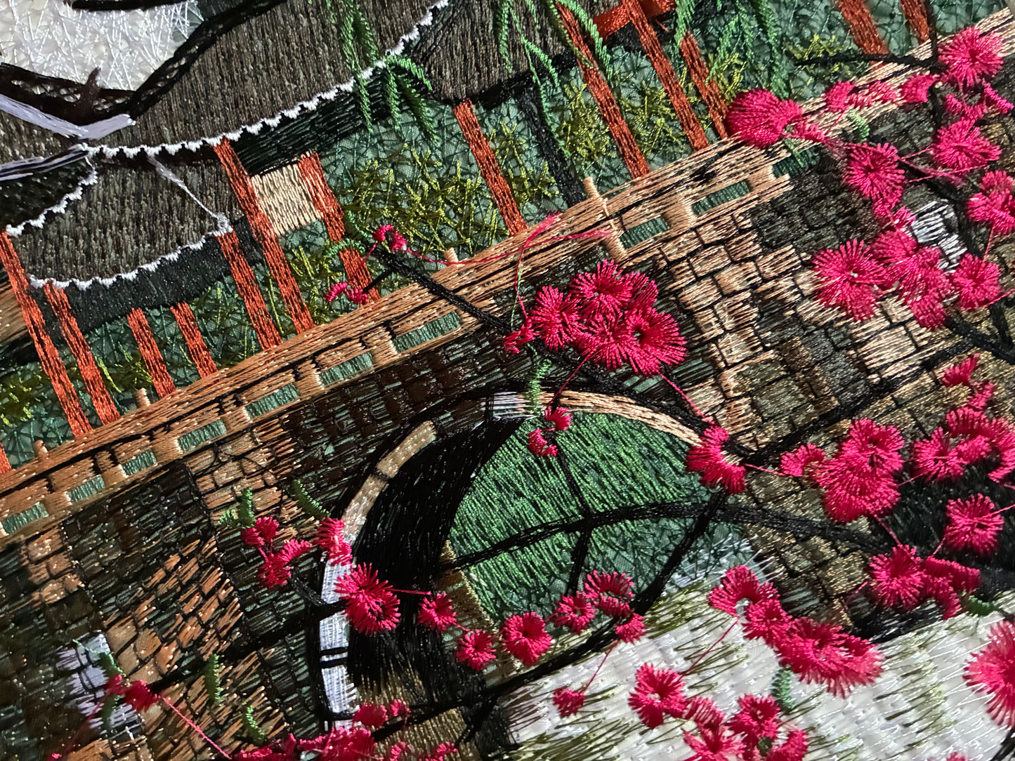 Asian silk embroidered panel