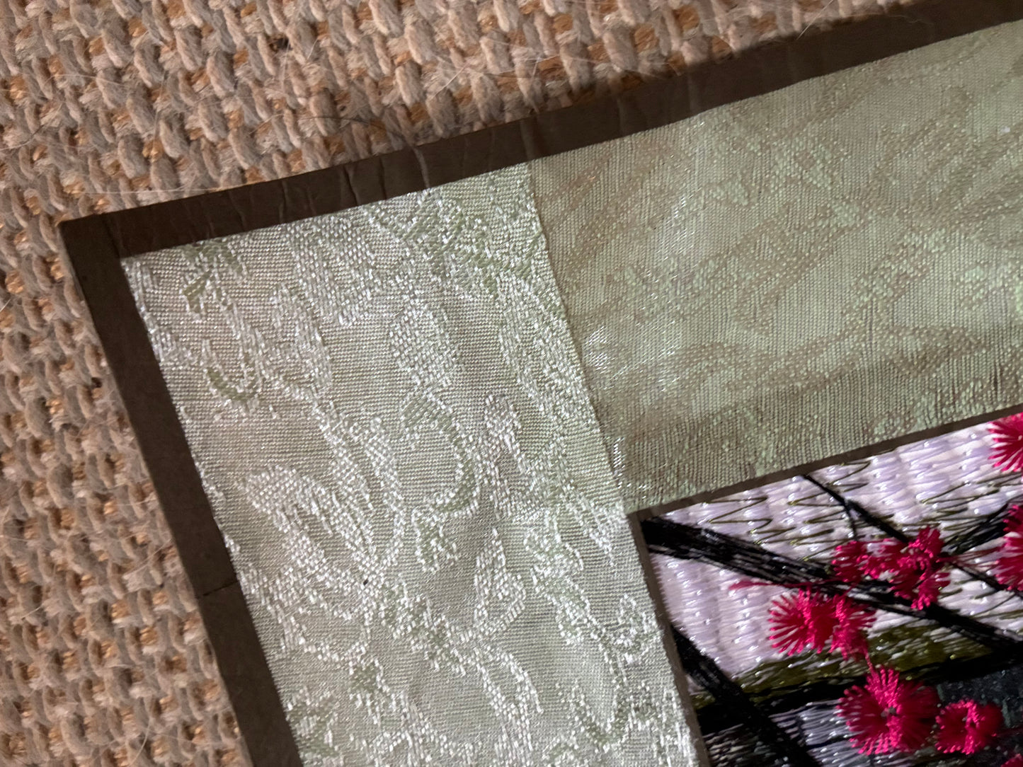 Asian silk embroidered panel