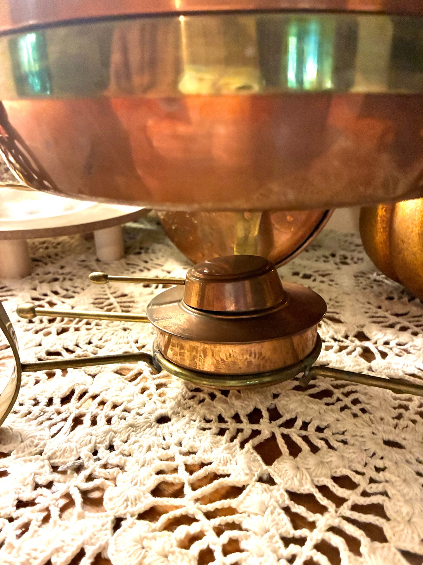 Stunning copper and brass chafing dish
