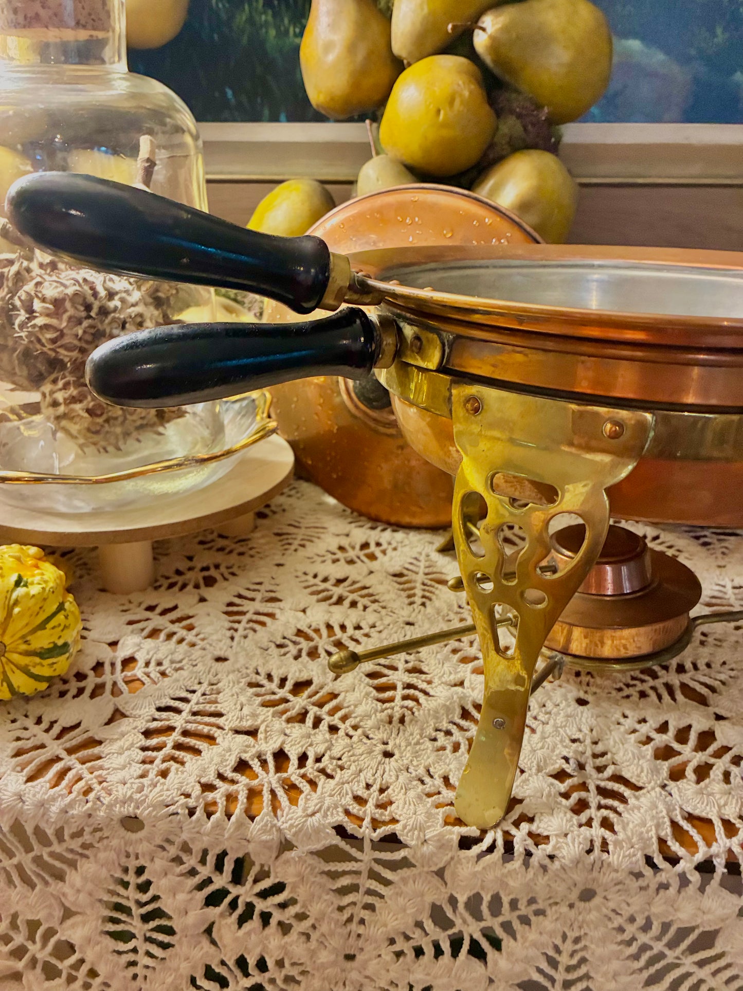 Stunning copper and brass chafing dish