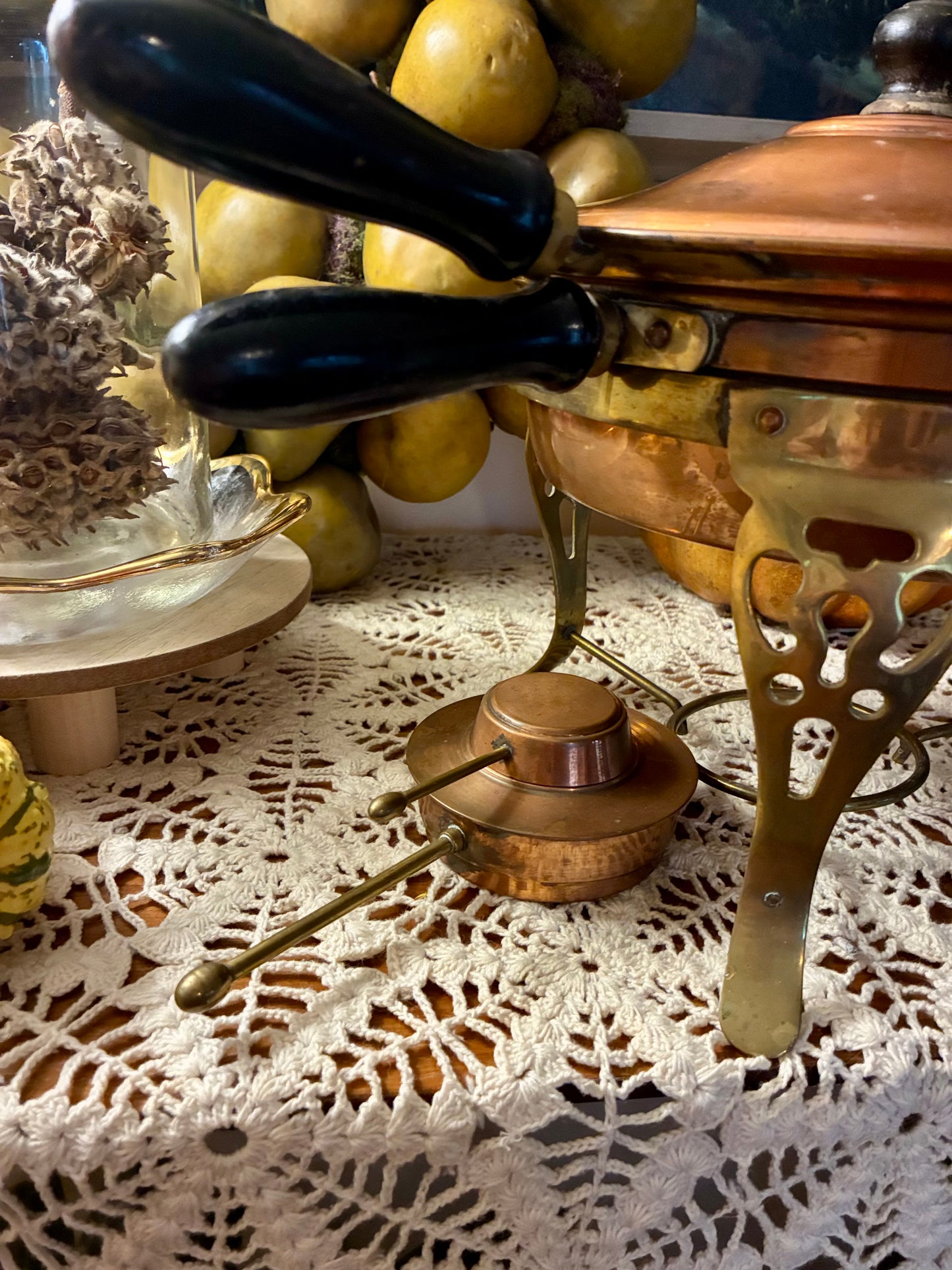 Stunning copper and brass chafing dish