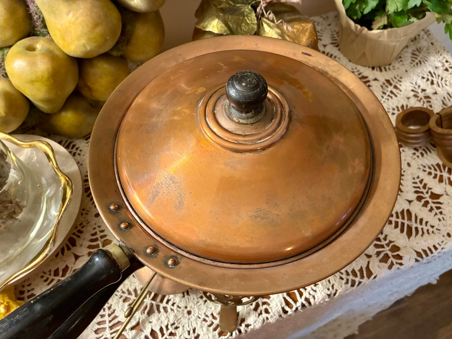 Stunning copper and brass chafing dish