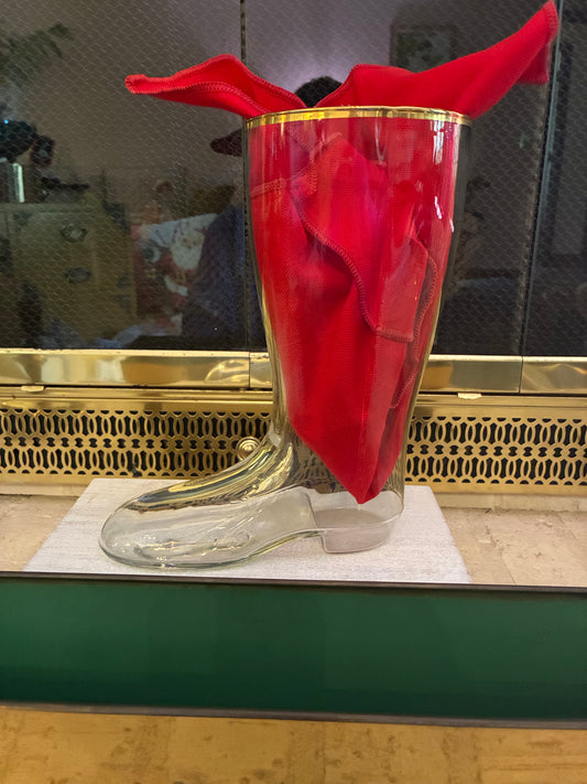 German glass boot with gold rim