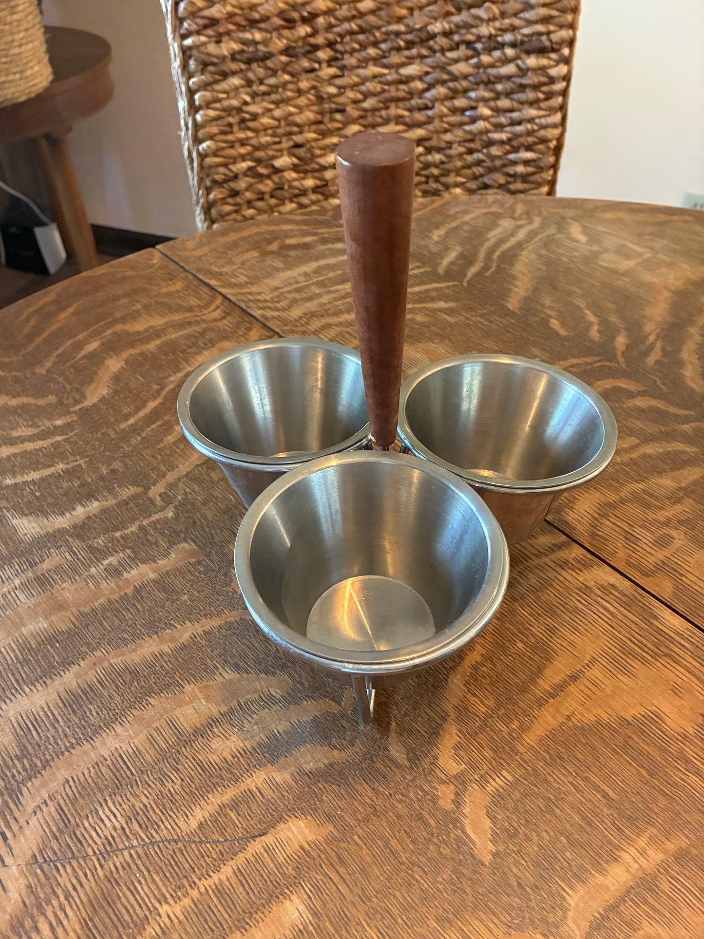 Vintage stainless steel condiment ramelin caddy