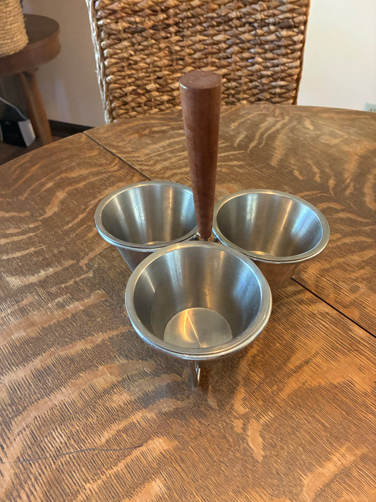 Vintage stainless steel condiment ramelin caddy