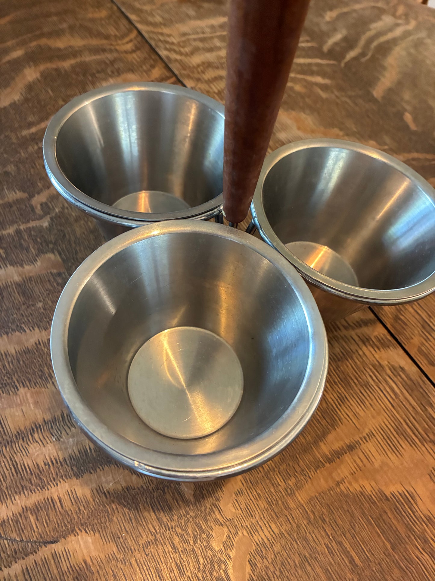 Vintage stainless steel condiment ramelin caddy