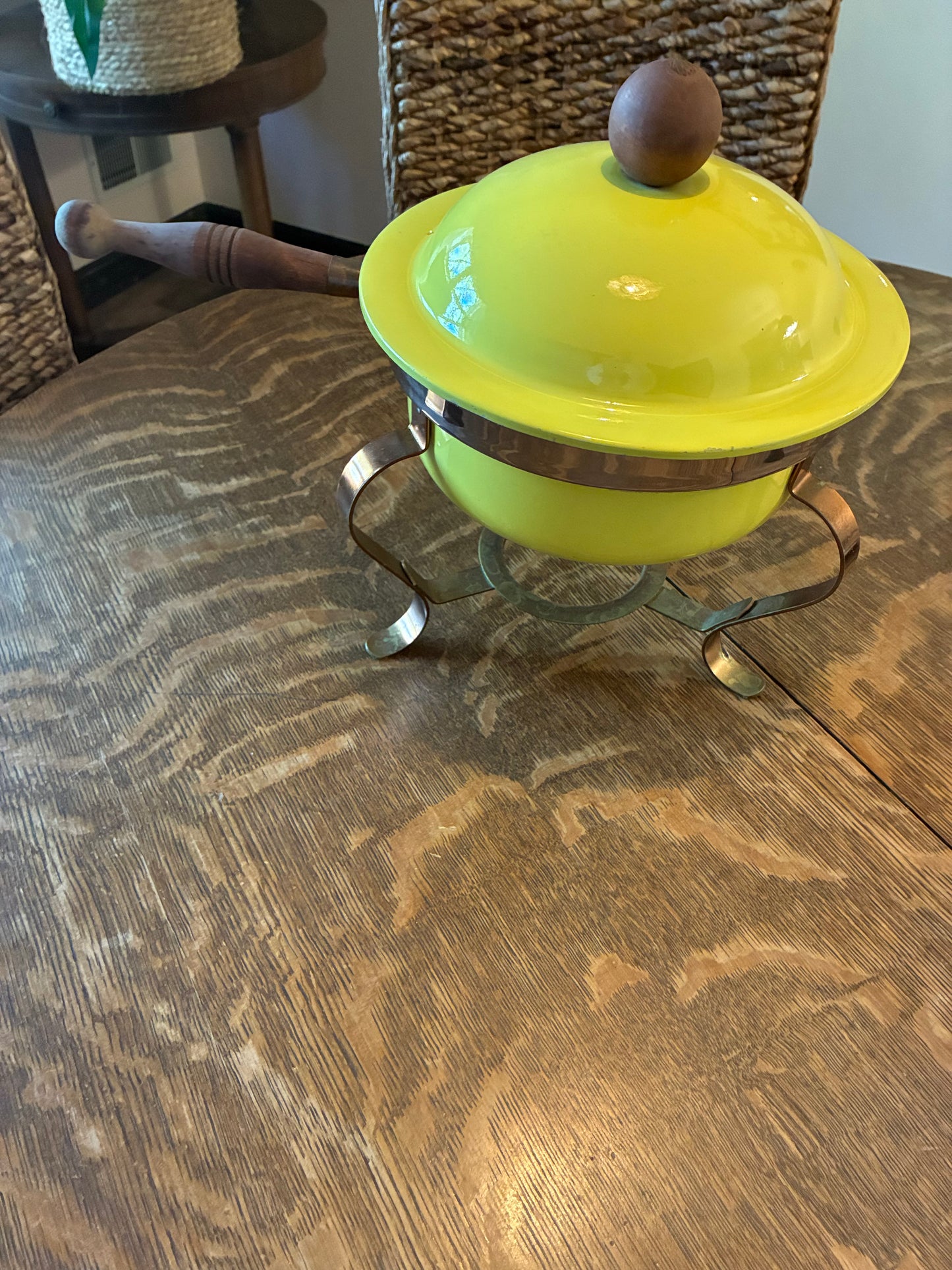 Copper and enamel chafing dish