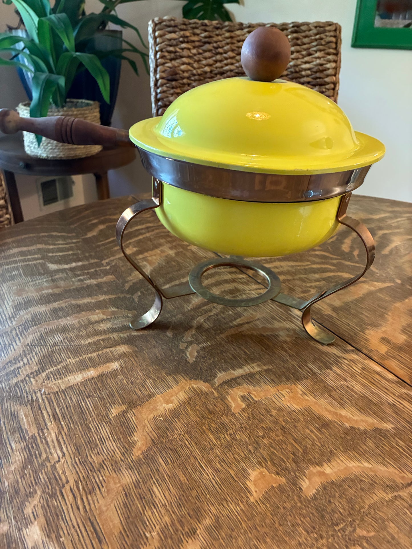 Copper and enamel chafing dish