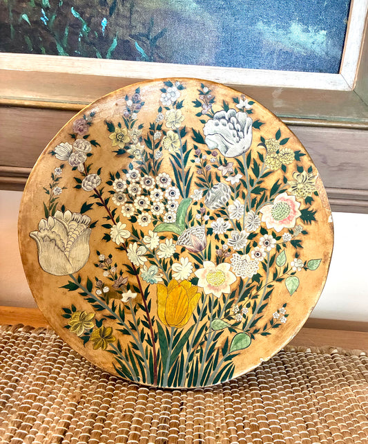 Kashmiri lacquered papier mache plate tray