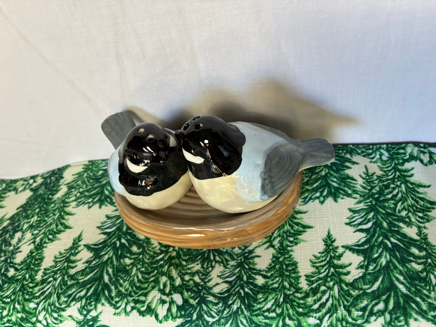 Ceramic chicadees in nest S& P shakers