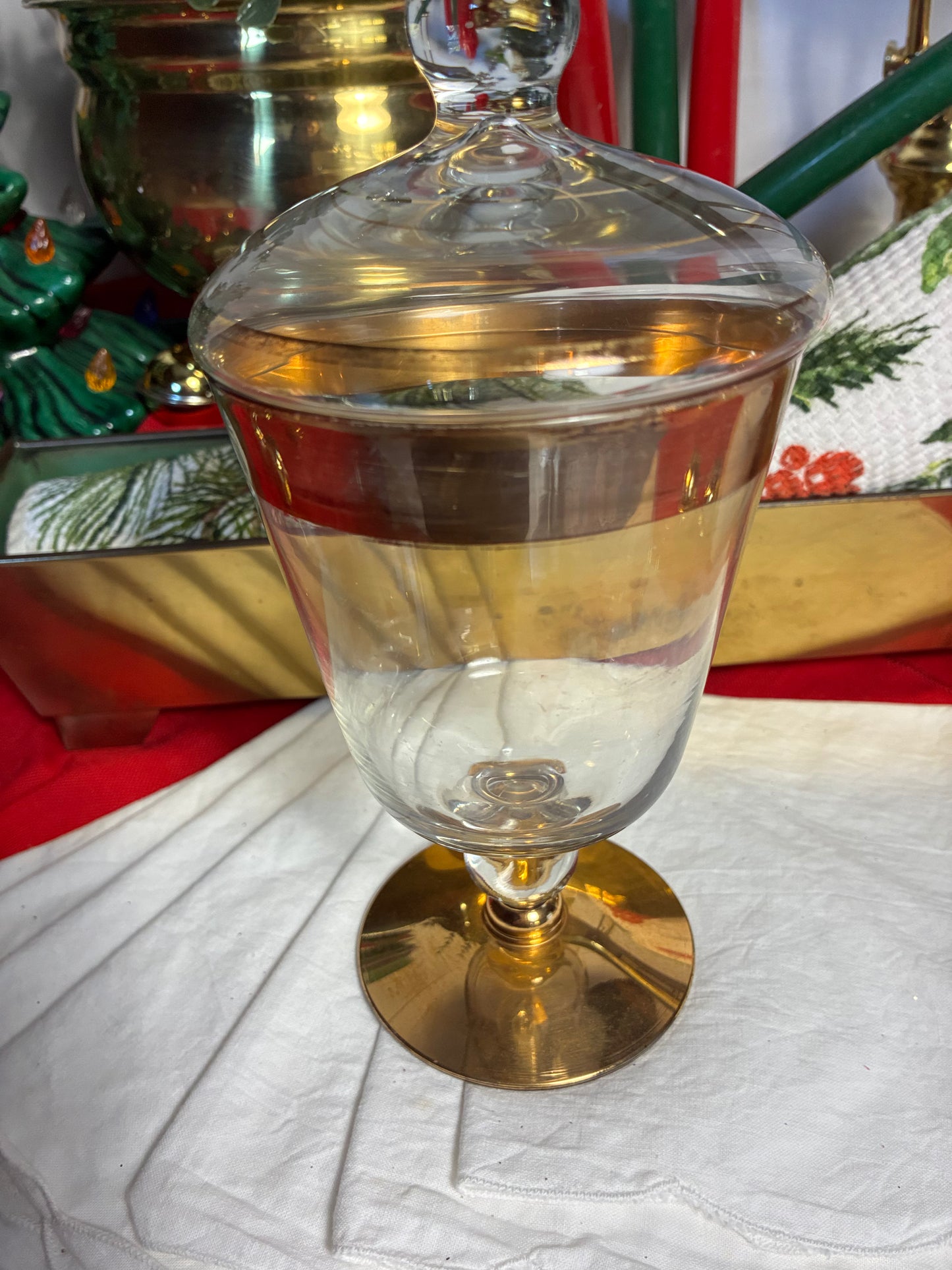 Gilded glass apothecary jar