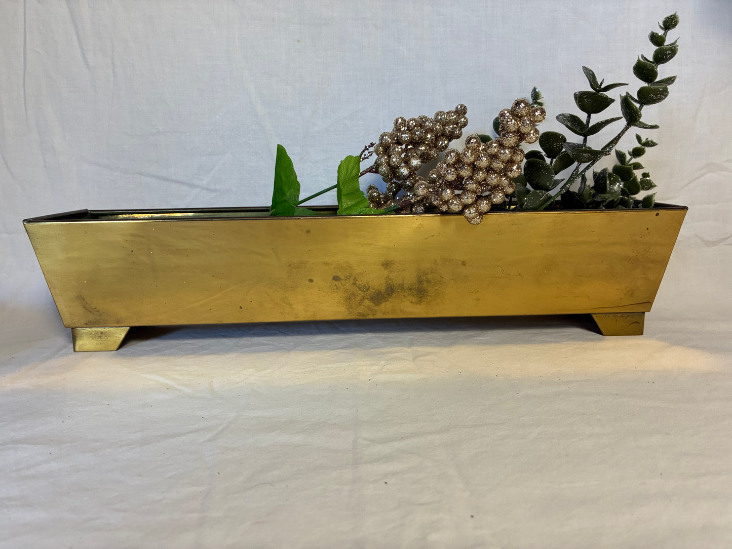 Long Brass footed planter