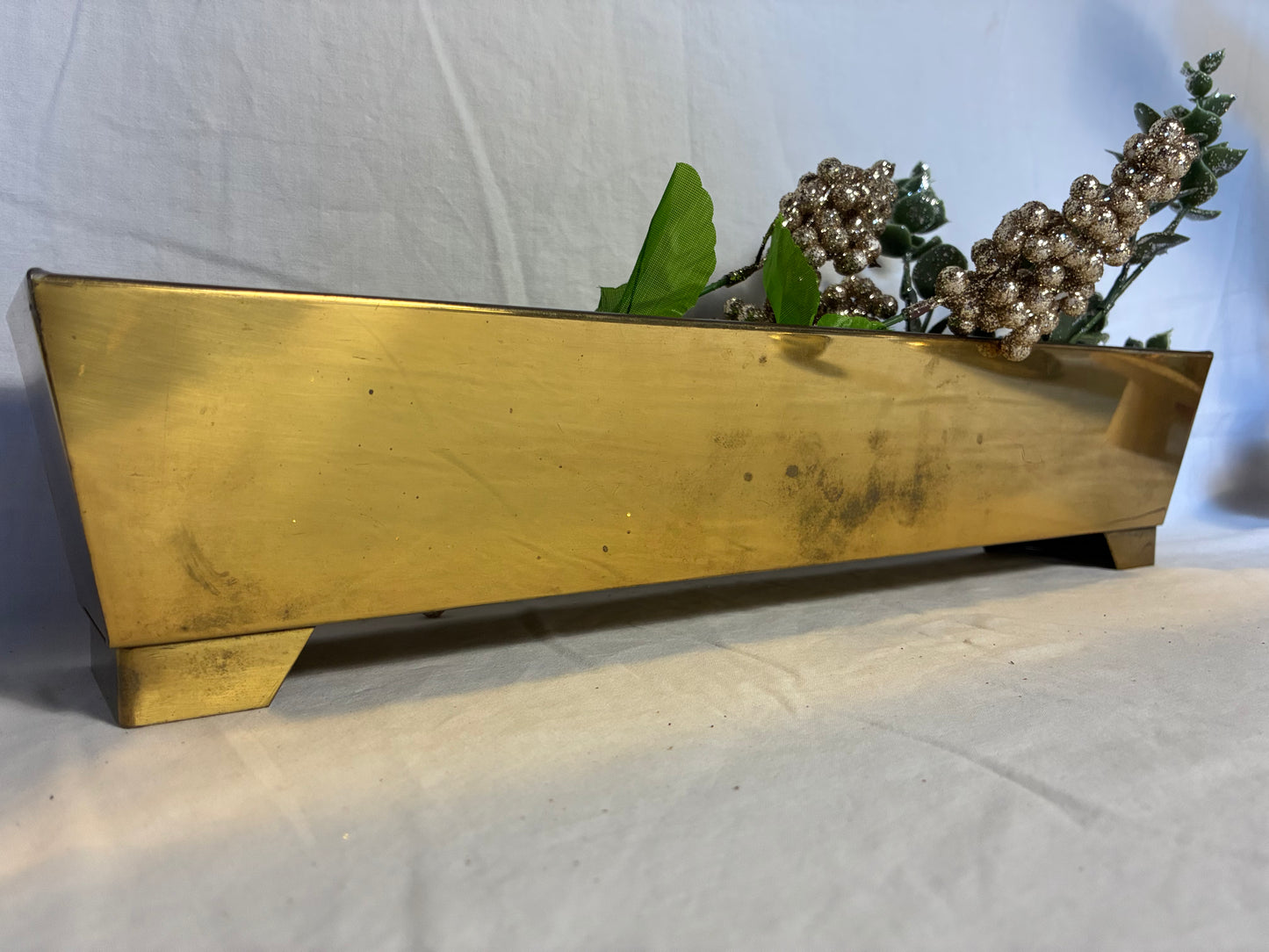 Long Brass footed planter