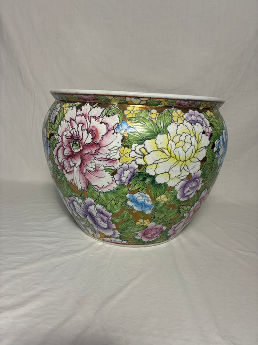 Famille rose vintage porcelain planter