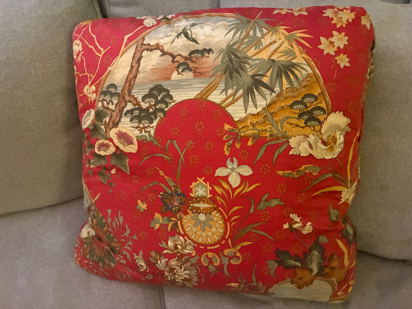 Vintage chinoisserie accent pillow pair