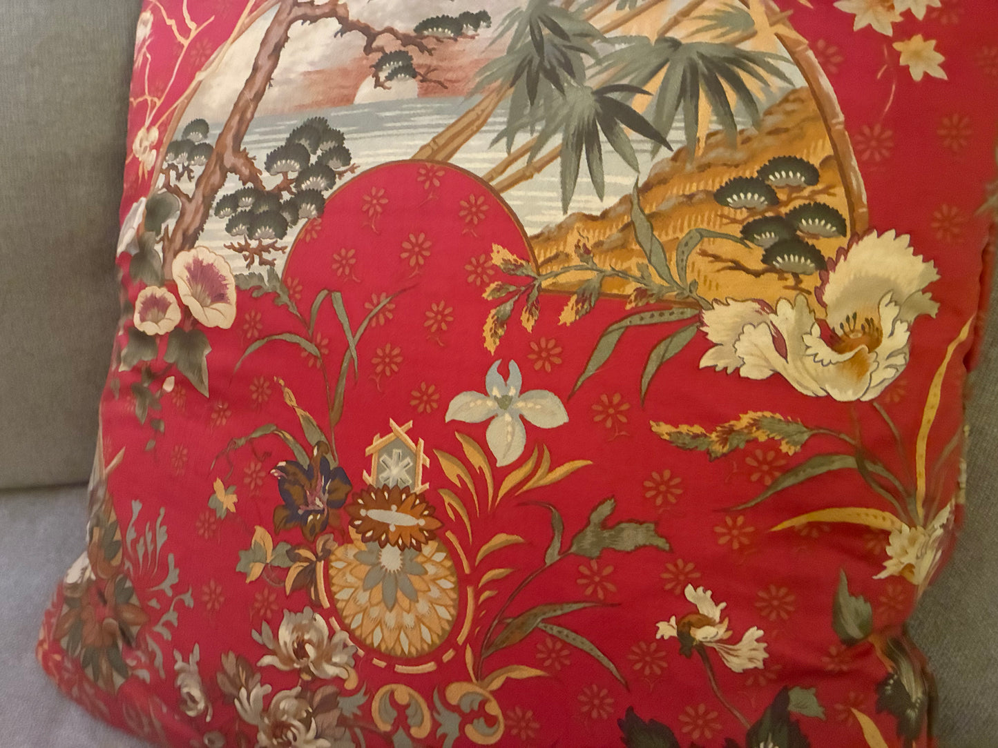 Vintage chinoisserie accent pillow pair