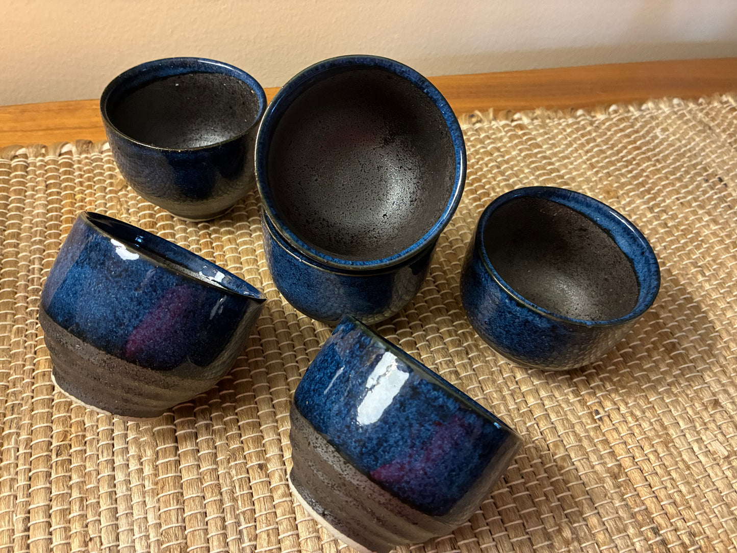 Handmade flambed glaze tea cups set of 6